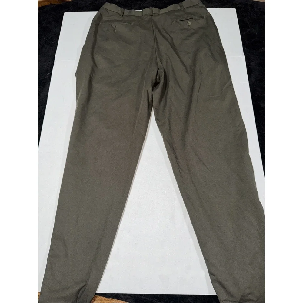 Perry Ellis Pants Mens Green 34 32 Pleated Cuffed Dress Classic Fit Wicking